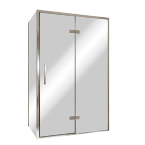 Balmani Senses Design douche en coin avec porte pivotante à droite et paroi latérale fixe, 120 x 80 cm, Miroir Reflex, Profil chrome