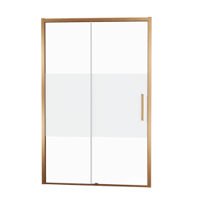 Balmani Senses Design porte coulissante à gauche 120 cm x 210 cm verre transparent avec bande matte, Profil Brushed Rosegold