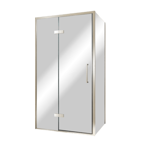 Balmani Senses Design douchecabine met linkse draaideur en vaste zijwand, 100 x 100 cm, Reflex spiegelglas, Brushed CoolMetal profielen