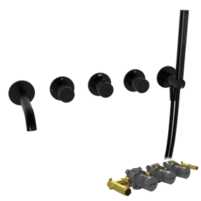 Blaufoss Pavilion Robinet de baigNoire encastré Noir Mat set douchette incl. incl élément intégré