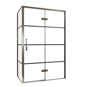 Balmani Senses Design douchehoek met rechtse draaideur en vaste zijwand, 120 x 90 cm, Lined, Brushed GunMetal profielen