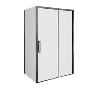 Balmani Senses Design douchehoek met rechtse schuifdeur en vaste zijwand, 120 x 90 cm, Helder glas, Brushed GunMetal profielen