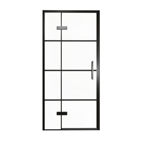 Balmani Senses Design douche draaideur links 100 cm x 210 cm Lined glas, Zwarte profielen