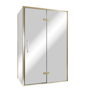 Balmani Senses Design douche en coin avec porte pivotante à droite et paroi latérale fixe, 120 x 80 cm, Miroir Reflex, Profil Brushed Champagne Gold