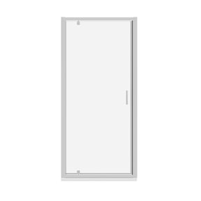 Luca Varess Vidor porte pivotante 90 x 190 cm verre transparent profil chrome brillant