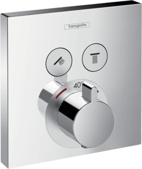Hansgrohe Showerselect S Square Thermostat-Duscharmatur: Unterputz, für 2 Verbraucher, Chrom glänzend