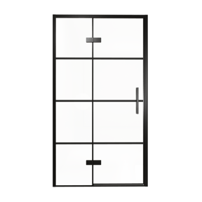 Balmani Senses Design douche draaideur links 120 cm x 210 cm Lined glas, Zwarte profielen