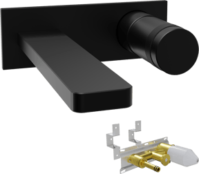 Blaufoss Sonic robinet de lavabo encastré noir mat incl élément intégré