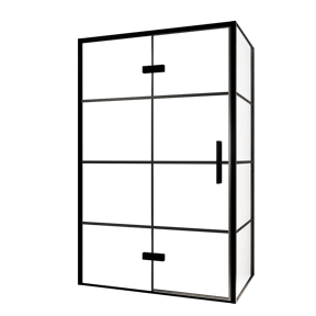 Balmani Senses Design douchehoek met linkse draaideur en vaste zijwand, 120 x 90 cm, Lined, Zwarte profielen