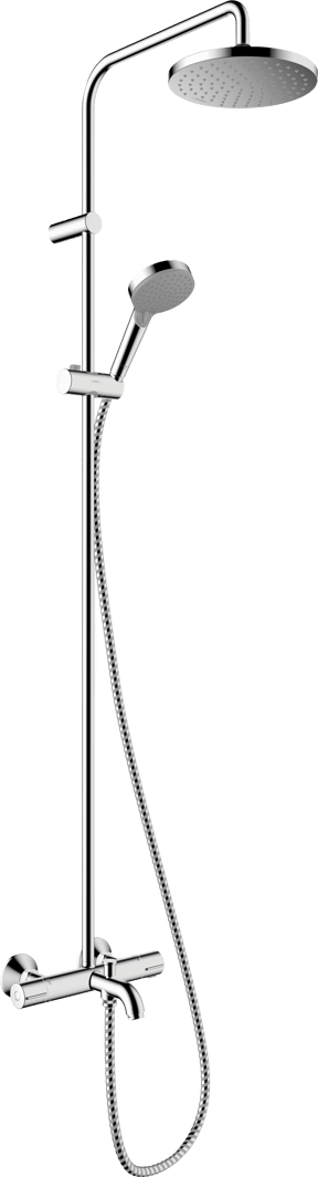 Hansgrohe Vernis Blend colonne de douche de pluie avec robinet de baignoire thermostatique Chrome Brillant