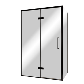 Balmani Senses Design douche en coin avec porte pivotante à gauche et paroi latérale fixe, 120 x 90 cm, Miroir Reflex, Profil noir