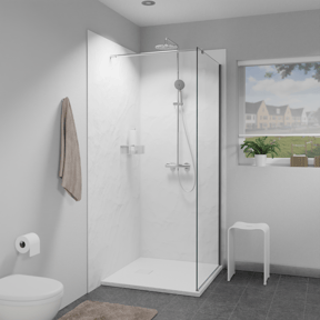 Linie Rumba douchebak 80 x 80 cm acryl mat wit leisteenstructuur