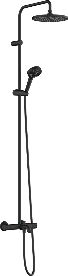 Hansgrohe Vernis Blend colonne de douche de pluie avec robinet de baignoire thermostatique Noir Mat