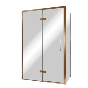 Balmani Senses Design douche en coin avec porte pivotante à gauche et paroi latérale fixe, 120 x 80 cm, Miroir Reflex, Profil Brushed Rosegold