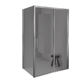 Balmani Senses Design douchecabine met rechtse schuifdeur en vaste zijwand, 160 x 100 cm, Reflex spiegelglas, Hoogglans chroom profielen