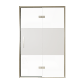 Balmani Senses Design douche draaideur rechts 140 cm x 210 cm Helder glas met matte strook, Brushed CoolMetal profielen