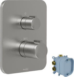 Blaufoss Smartbox Softline thermostatische inbouw douchekraan 2 functies Brushed Coolmetal incl. inbouwelement