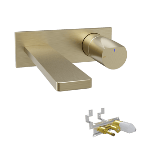 Blaufoss Eris EcoStart inbouw wastafelkraan Brushed Champagne Gold incl. inbouwelement