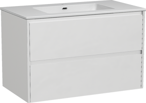 Storke Seda meuble salle de bains suspendu 95 x 52 cm blanc mat avec Diva plan simple en marbre composite blanc brillant