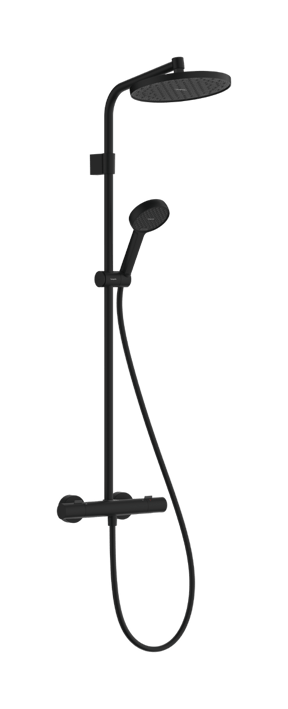 Hansgrohe Activera S 240 Regendusche Duschsystem mit Thermostatbatterie: Wandmontage, Schwarz Matt