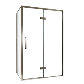 Balmani Senses Design douchecabine met rechtse draaideur en vaste zijwand, 120 x 90 cm, Helder glas, Brushed GunMetal profielen