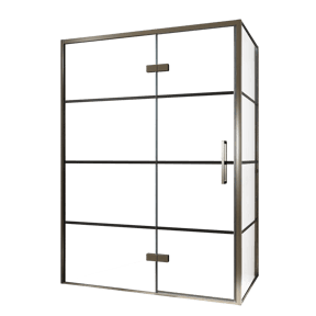 Balmani Senses Design douche d'angle avec porte pivotante à gauche et paroi latérale fixe, 140 x 80 cm, Lined, Profil Brushed GunMetal