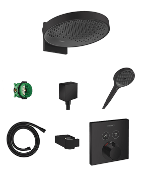 Hansgrohe Showerselect thermostatische kraan Inbouw regendoucheset met regendouchekop Mat Zwart