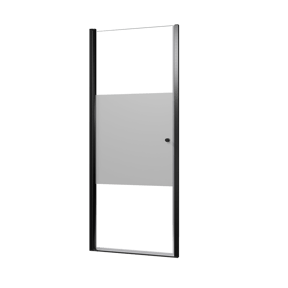 Luca Varess Kuresa porte pivotante 85 x 200 cm verre transparent avec bande matte profil noir mat
