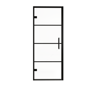 Balmani Senses Design douche draaideur links 90 cm x 210 cm Lined glas, Zwarte profielen