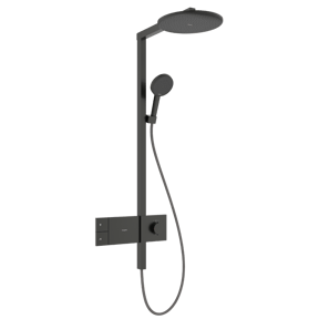 Hansgrohe Raindance Alive S 300 1jet Showerpipe Duschsystem mit Thermostatbatterie: Wandmontage, Brushed Black Chrome