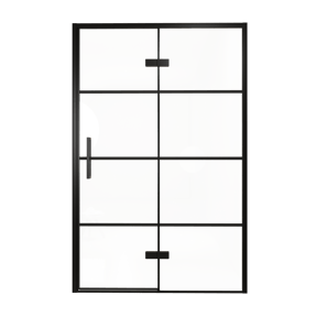 Balmani Senses Design porte pivotante à droite 140 cm x 210 cm verre Lined, Profil noir