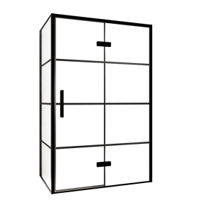 Balmani Senses Design douchehoek met rechtse draaideur en vaste zijwand, 120 x 80 cm, Lined, Zwarte profielen