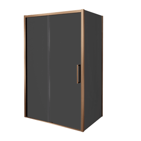 Balmani Senses Design Eckdusche: Schiebetür (Links) mit fixierte Seitenwand, 140 x 100 cm, Rauchglas, Profil Brushed Rosegold