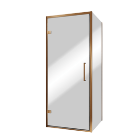 Balmani Senses Design douche en coin avec porte pivotante à gauche et paroi latérale fixe, 90 x 100 cm, Miroir Reflex, Profil Brushed Rosegold