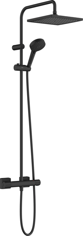 Hansgrohe Vernis Shape colonne de douche de pluie robinet thermostatique Noir Mat