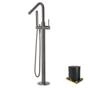 Blaufoss Round Move robinet de bain îlot avec douchette Brushed GunMetal