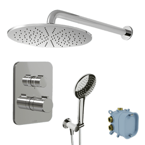 Blaufoss Smartbox Softline thermostatische inbouw regendoucheset met ronde regendouchekop 30 cm Glanzend Chroom