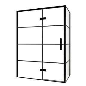 Balmani Senses Design douche d'angle avec porte pivotante à gauche et paroi latérale fixe, 140 x 80 cm, Lined, Profil noir