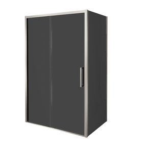 Balmani Senses Design Eckdusche: Schiebetür (Links) mit fixierte Seitenwand, 120 x 90 cm, Rauchglas, Profil Brushed CoolMetal