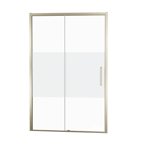 Balmani Senses Design douche schuifdeur links 120 cm x 210 cm Helder glas met matte strook glas, Brushed Champagne Gold profielen