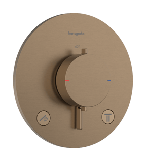 Hansgrohe Ecostat Comfort S Thermostat-Duscharmatur: Unterputz, für 2 Verbraucher, Brushed Bronze