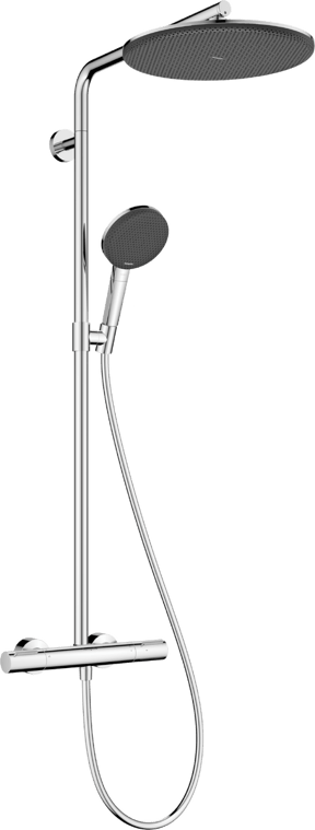 Hansgrohe Raindance Alive S Puro Showerpipe Duschsystem 300 1jet mit Ecostat Element Thermostat, Chrom Glänzend
