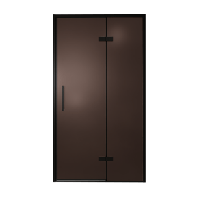 Balmani Senses Design douche draaideur rechts 120 cm x 210 cm Brons glas, Zwarte profielen