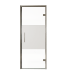 Balmani Senses Design douche draaideur rechts 90 cm x 210 cm Helder glas met matte strook, Chroom profielen