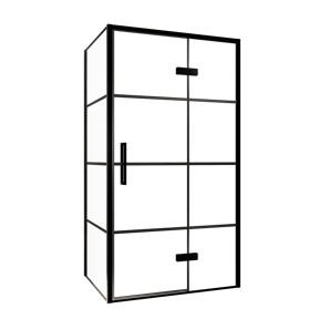 Balmani Senses Design douchecabine met rechtse draaideur en vaste zijwand, 100 x 100 cm, Lined, Zwarte profielen