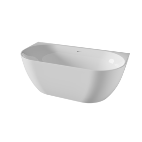 Luca Varess Otello halb freistehende Badewanne: 170 x 80 cm, Acryl, Weiß Glänzend