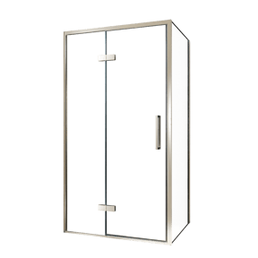 Balmani Senses Design douchehoek met linkse draaideur en vaste zijwand, 100 x 70 cm, Helder glas, Brushed CoolMetal profielen