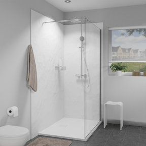 Linie Rumba Duschrückwand 90 x 220 cm Acryl Weiß Schieferstruktur