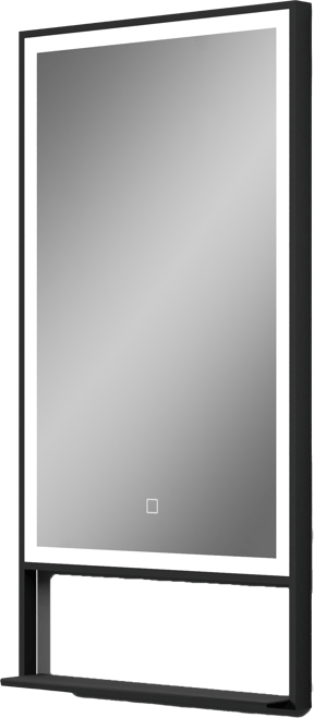 Luca Varess Bridge rechthoekig badkamerspiegel zwart 45 x 85 cm met spiegelverlichting en anti-damp