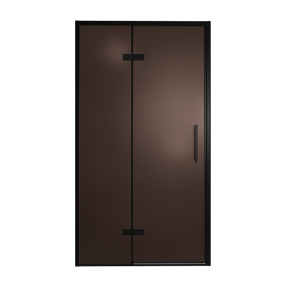 Balmani Senses Design douche draaideur links 120 cm x 210 cm Brons glas, Zwarte profielen